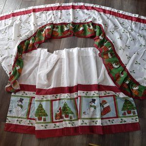 Set of Christmas curtains 24" Tiers and Swag